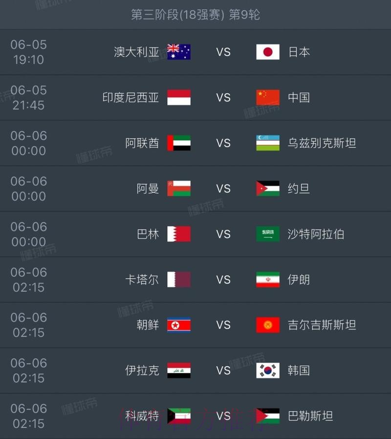 2026世界杯每日赛程更新